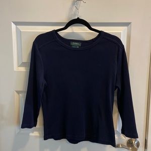 Dark blue knit long sleeve by Lauren Ralph Lauren.